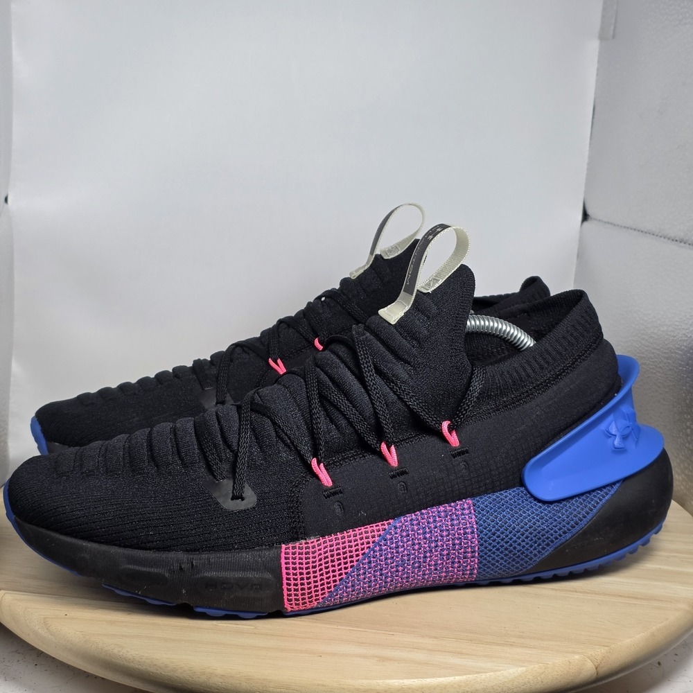 Size 12-Men's Under Armour HOVR Phantom 3 Black/Blue/Pink Running Shoes‎